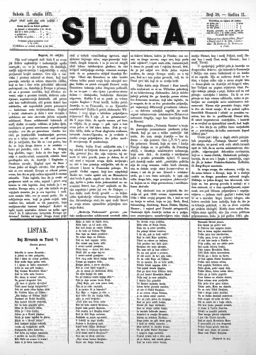 Sloga : 2,58(1871) / odgovorni urednik Stjepan Pavišić.