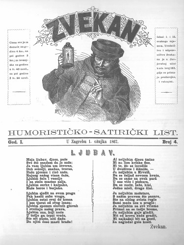 Zvekan : humorističko-satirički list : 1,4(1867) / [odgovorni urednik Marko Manasteriotti].