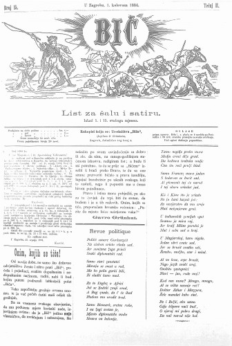 Bič : list za šalu i satiru : 2,15(1884) / [odgovorni urednik Gavro Grünhut].