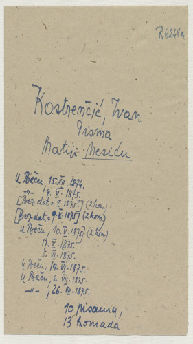 Pisma Ivana Kostrenčića Matiji Mesiću : (1874-1875). 