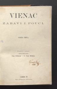Vienac : zabavi i pouci. : 3,1(1871) / urednici Ivan Perkovac i Ivan Dežman.
