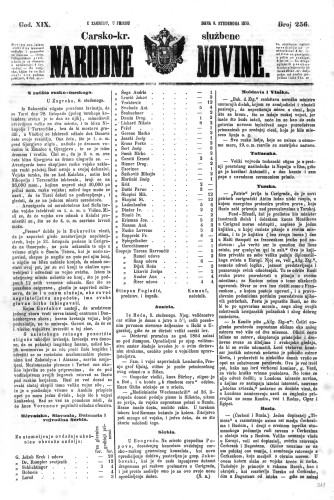Carsko-kr. službene narodne novine : 19,256(1853) / učrednik Dr. Ljudevit Gaj.