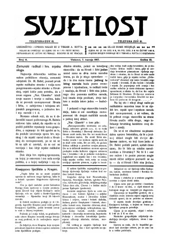 Svjetlost : 3,14(1907) / odgovorni urednik Antun Rott.