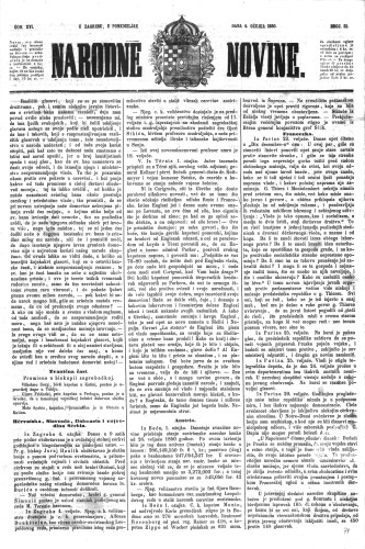 Narodne novine : 16,52(1850) / učrednik Ljudevit Gaj.