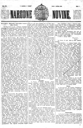 Narodne novine : 16,7(1850) / učrednik Ljudevit Gaj.