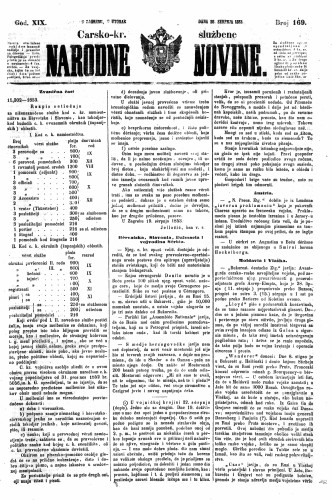 Carsko-kr. službene narodne novine : 19,169(1853) / učrednik Dr. Ljudevit Gaj.