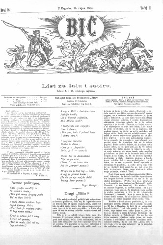 Bič : list za šalu i satiru : 2,18(1884) / [odgovorni urednik Gavro Grünhut].
