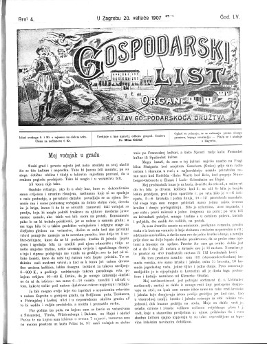 Gospodarski list : organ hrv.-slav. gospodarskoga družtva : 55,4(1907) / uredjuje u ime upravlj. odbora gospod. družtva Milan Krištof.