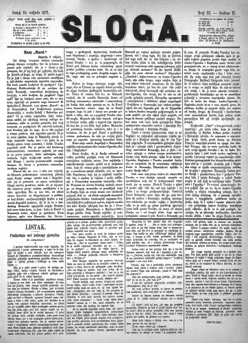 Sloga : 2,33(1871) / odgovorni urednik Stjepan Pavišić.