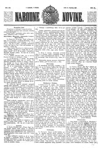 Narodne novine : 16,82(1850) / učrednik Ljudevit Gaj.