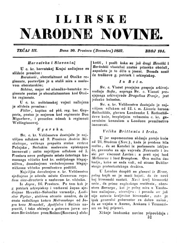 Ilirske narodne novine : 3,104(1837) / učrednik Ljudevit Gaj.