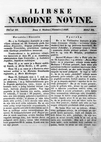 Ilirske narodne novine : 3,88(1837) / učrednik Ljudevit Gaj.