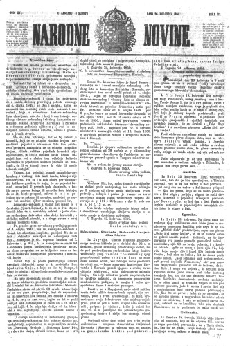 Narodne novine : 16,193(1850) / učrednik Ljudevit Gaj.