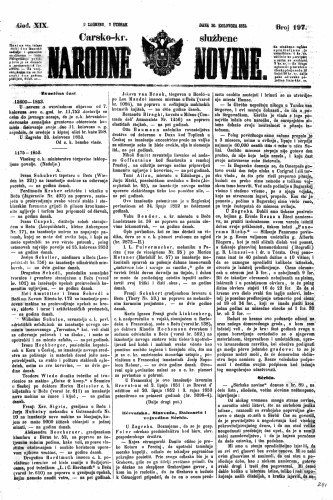 Carsko-kr. službene narodne novine : 19,197(1853) / učrednik Dr. Ljudevit Gaj.