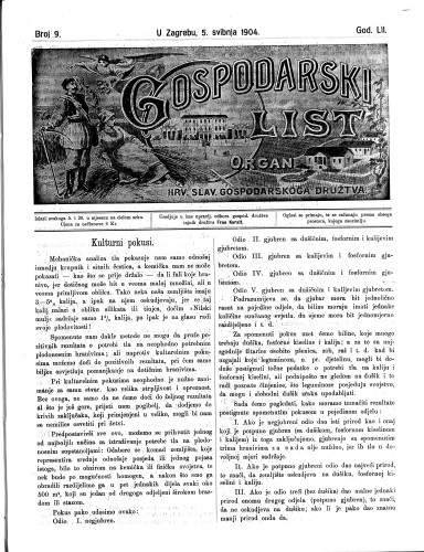 Gospodarski list : organ hrv. slav. gospodarskoga družtva : 52,9(1904) / uredjuje u ime upravlj. odbora gospod. družtva tajnik družtva Fran Kuralt.