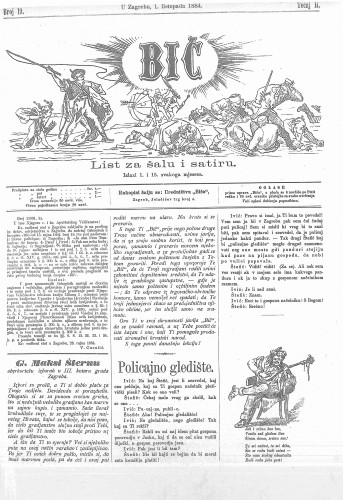 Bič : list za šalu i satiru : 2,19(1884) / [odgovorni urednik Gavro Grünhut].