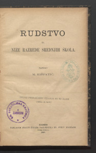 Rudstvo : za niže razrede srednjih škola / napisao M. Kišpatić.