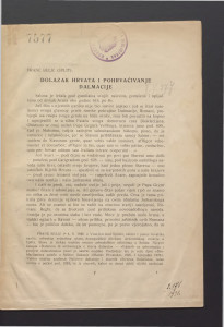 Dolazak Hrvata i pohrvaćivanje Dalmacije / Frane Bulić.