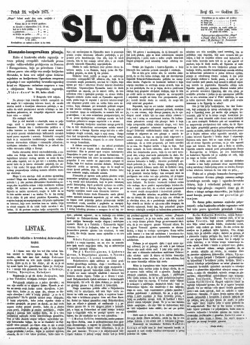 Sloga : 2,45(1871) / odgovorni urednik Stjepan Pavišić.