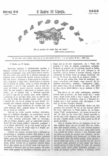Pravdonoša : 2,24(1852) / odgovorni urednik Ivan Danilov.