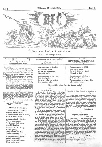 Bič : list za šalu i satiru : 2,4(1884) / [odgovorni urednik Gavro Grünhut].