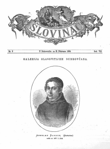 Slovinac : list za knjigu, umjetnost i obrtnost : 7,6(1884) / odgovorni urednik Vjekoslav Pretner.