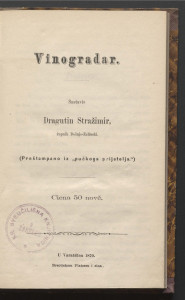 Vinogradar / sastavio Dragutin Stražimir.