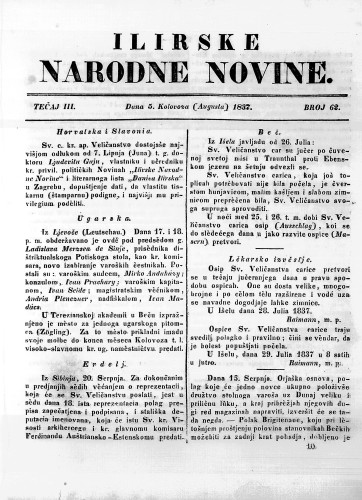 Ilirske narodne novine : 3,62(1837) / učrednik Ljudevit Gaj.
