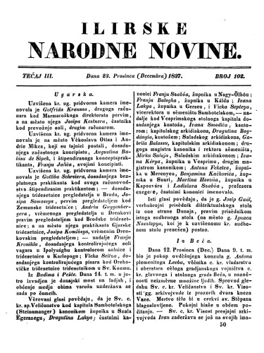 Ilirske narodne novine : 3,102(1837) / učrednik Ljudevit Gaj.