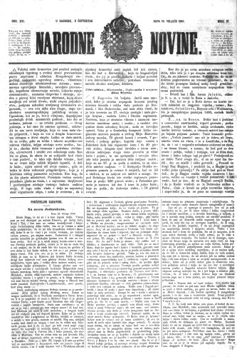 Narodne novine : 16,37(1850) / učrednik Ljudevit Gaj.