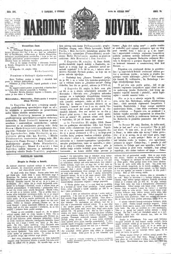 Narodne novine : 16,70(1850) / učrednik Ljudevit Gaj.