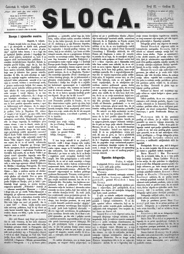 Sloga : 2,32(1871) / odgovorni urednik Stjepan Pavišić.