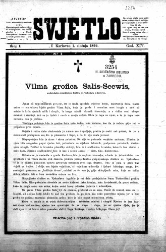 Svjetlo : 14,1(1899) / odgovorni urednik Dušan Lopašić.