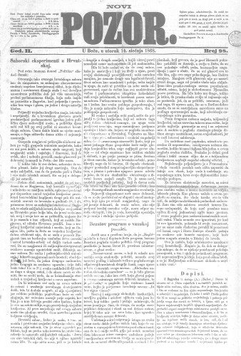 Novi Pozor : 2,98(1868) / odgovorni urednik Franjo Ptačovsky.