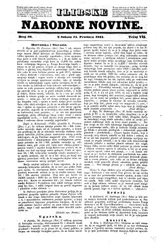 Ilirske narodne novine : 7,99(1841) / učrednik Ljudevit Gaj.
