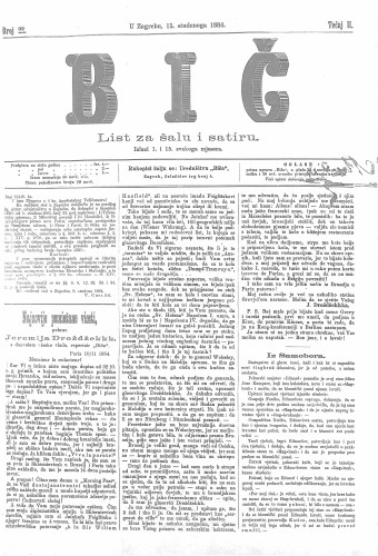 Bič : list za šalu i satiru : 2,22(1884) / [odgovorni urednik Gavro Grünhut].
