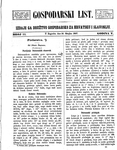 Gospodarski list : 5,11(1857) / odgovorni urednik Lj. Vukotinović.