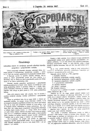 Gospodarski list : organ hrv.-slav. gospodarskoga družtva : 55,2(1907) / uredjuje u ime upravlj. odbora gospod. družtva Milan Krištof.