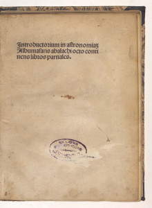 Introductorium in astronomiam [Latine] (trad. Hermannus Dalmata). 