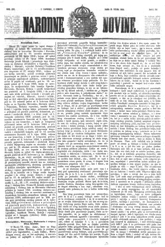 Narodne novine : 16,217(1850) / učrednik Ljudevit Gaj.