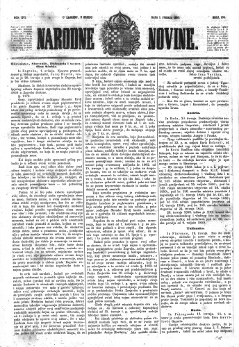 Narodne novine : 16,100(1850) / učrednik Ljudevit Gaj.