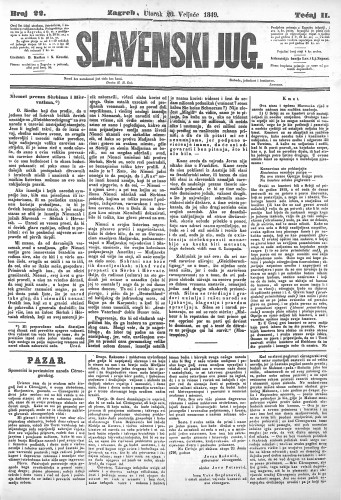 Slavenski Jug : 2,22(1849) / urednici: D. Kušlan i N. Krestić.