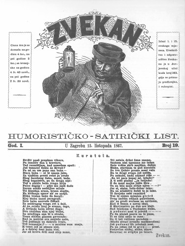 Zvekan : humorističko-satirički list : 1,19(1867) / [odgovorni urednik Marko Manasteriotti].