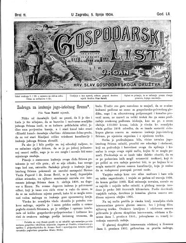 Gospodarski list : organ hrv. slav. gospodarskoga družtva : 52,11(1904) / uredjuje u ime upravlj. odbora gospod. družtva tajnik družtva Fran Kuralt.