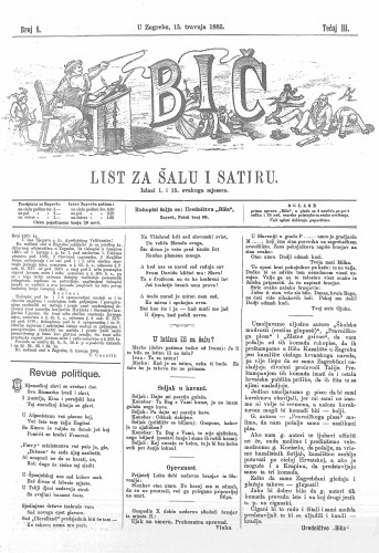 Bič : list za šalu i satiru : 3,8(1885) / [odgovorni urednik Višemir Zima].