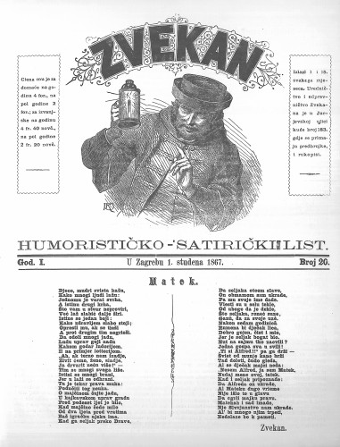 Zvekan : humorističko-satirički list : 1,20(1867) / [odgovorni urednik Marko Manasteriotti].