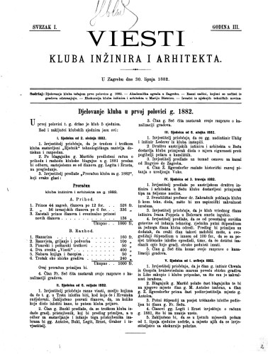 Viesti Kluba inžinira i arhitekta : 3,1(1882) 