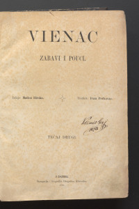 Vienac : zabavi i pouci. : 2,1(1870) / urednik Ivan Perkovac.