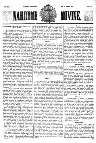 Narodne novine : 16,20(1850) / učrednik Ljudevit Gaj.