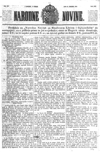 Narodne novine : 16,300(1850) / učrednik Ljudevit Gaj.